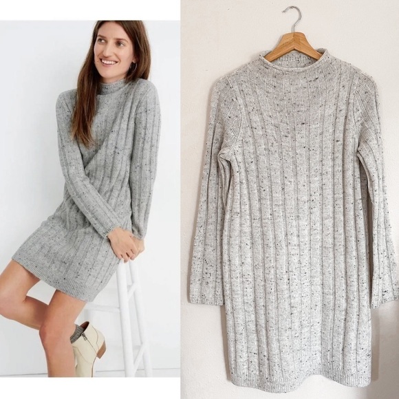 Madewell | Donegal Rolled Mockneck Wool Blend Sweater Dress NWT, size Small - Picture 1 of 14
